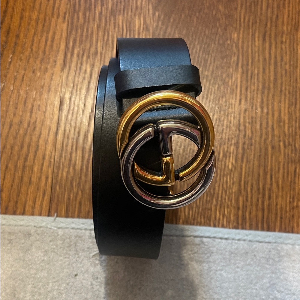 Black Belt with Gold and Silver Buckle